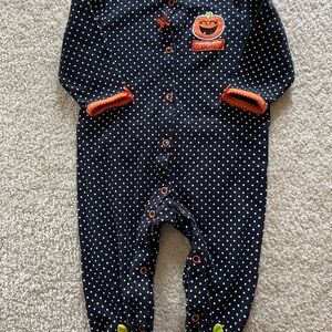 Holiday Editions Black and White Polka Dot Pumpkin Footie
